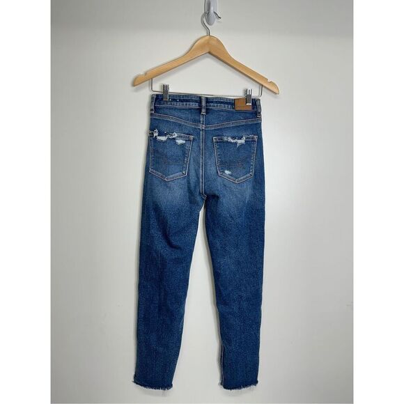 American Eagle Outfitters Blue Distressed Straight Leg Jeans - Picture 3 of 13